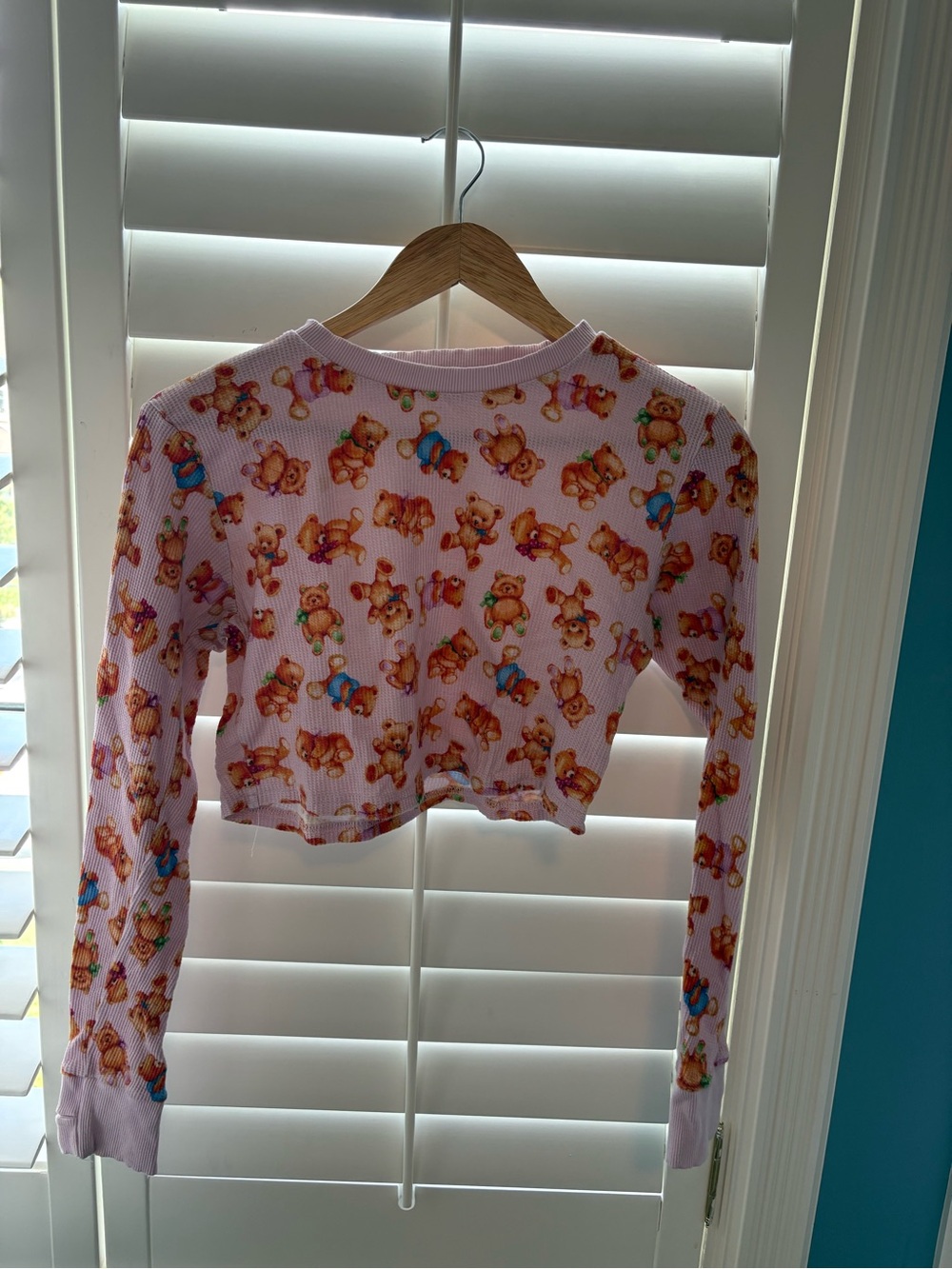 Dollskill Delia Pink Teddy Bear Long-Sleeve Crop Top